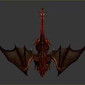Striking Fantasy Red Dragon Character With Spread Wings Golden Scales And Sharp Horns