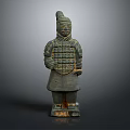 Ancient Terracotta Warrior Sculpture with Intricate Armor Details and Historical Chinese Design