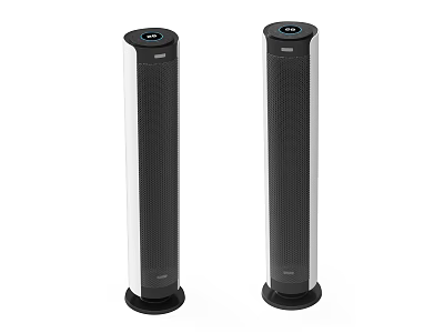 Two Black Vertical Cylindrical Daily Use Electrical Appliances Featuring Top Control Panels 3d model