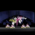 Elegant Wedding Stage Setup With Dark Blue Backdrop And Floral Decorations 3d model