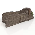 Modern Scene Featuring Stone Wall Design With Bricks And Small Plants Structure 3d model