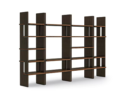 Modern Dark Wooden Bookcase With Open Shelves And Sleek Functional Structure 3d model