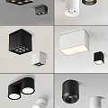 Modern Black And White Downlights And Spotlights With Square Round Shapes Ceiling Mounted