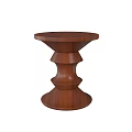 Round Top Wooden Stool With Layered Curved Structure And Modern Design 3d model