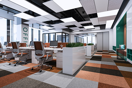 modern public office area office 3d model