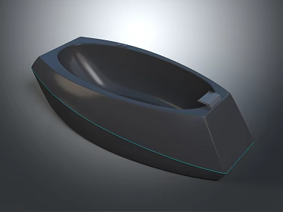Modern Contemporary Bathtub With Sleek Design Smooth Lines And Blue Accent 3d model