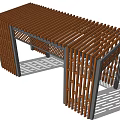 Modern Outdoor Garden Pergola With Wooden Lattice Roof And Vertical Slat Panels