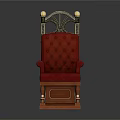 Classic Carved Chair With Green Cushion And Red Leather Armchair Furniture
