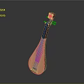 Traditional Wooden Chinese Pipa Musical Instrument with Strings Classic Design and Reflective Surface