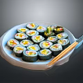 Assorted Fresh Sushi Rolls Served On White Ceramic Plate With Chopsticks