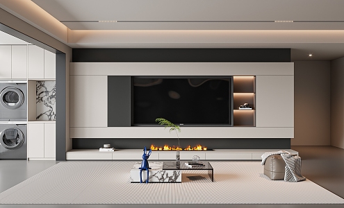 TV background wall TV fireplace washing machine ornaments 3d model