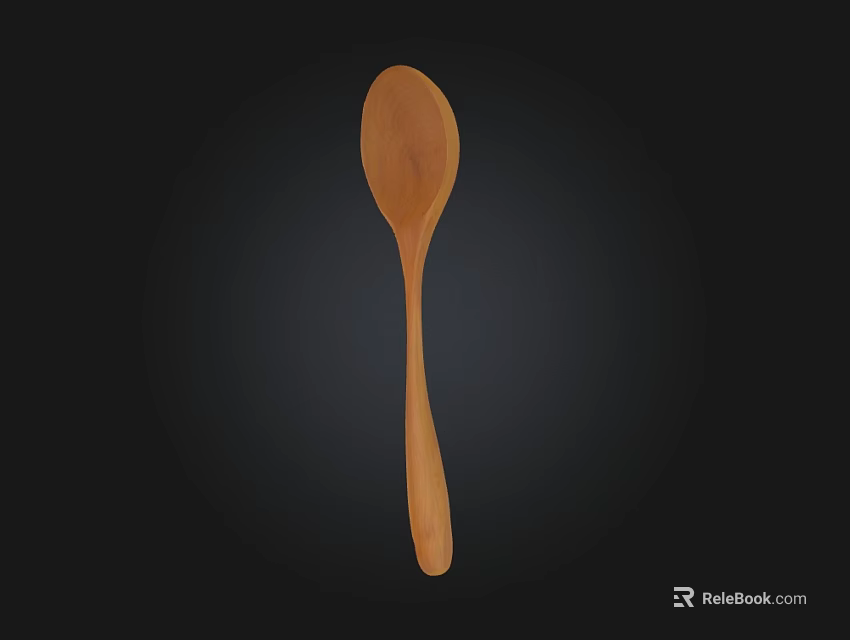 Natural Wooden Spoon Cooking Utensil With Smooth Handle Isolated On Black 3d model 