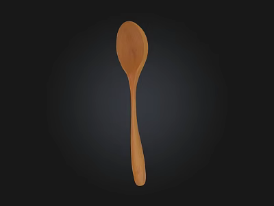 Natural Wooden Spoon Cooking Utensil With Smooth Handle Isolated On Black 3d model