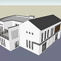 Modern Commercial Complex With Curved Glass Facade And Flat Roof Architectural Design