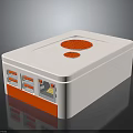 White Electronic Device With Orange Circles Red Base And Multiple Ports 3d model