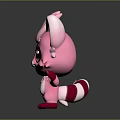 Cute Pink Fluffy Cartoon Game Movie Character With Big Eyes White Ears And Decorative Chest