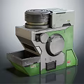 Industrial Mechanical Device Featuring Green Gray Metal Shell Circular Components And Tray Compartment 3d model