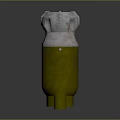Yellow Cylindrical Military Weapon With Silver Metal Top And Red Details
