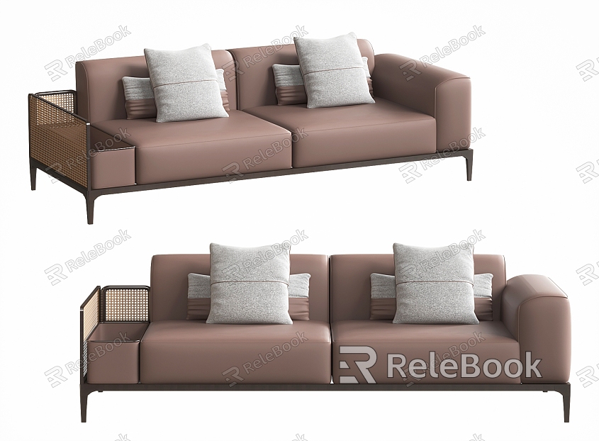 Double Sofa Leather Storage Compartment Sofa Double Multifunctional Sofa Multi-Person Leather Sofa for Living Room model