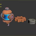 Hardware Tools Including Blue Component Gear And Metallic Nut Parts 3d model