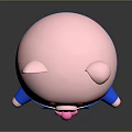 Cute Chubby Pink Pig Cartoon Character Dressed In Blue Suit With Pink Bow Tie