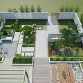Modern Garden Landscape Design With Lush Trees Stone Pathway And Seating Area