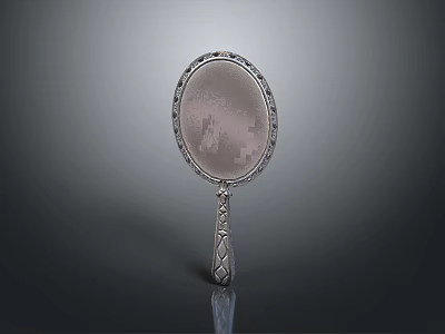 Elegant Decorative Hand Mirror With Ornate Frame And Carved Handle Design 3d model