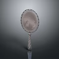 Elegant Decorative Hand Mirror With Ornate Frame And Carved Handle Design