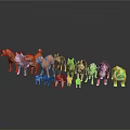 Various Dog Breeds of Different Sizes and Colors Standing on Gray Background with Reflections