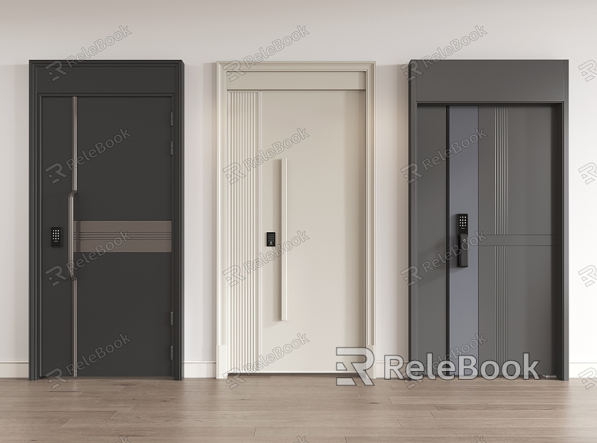 Modern single door combination security door timber swing door model