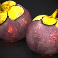 Healthy Fresh Ripe Mangosteen Fruits With Purple Skin And Yellow Calyx