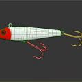 Red Head White Body Fishing Lure With Sharp Metal Fish Hooks