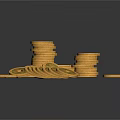 Gold Ancient Coin Design Jewelry Pieces Stacked And Scattered With Square Holes