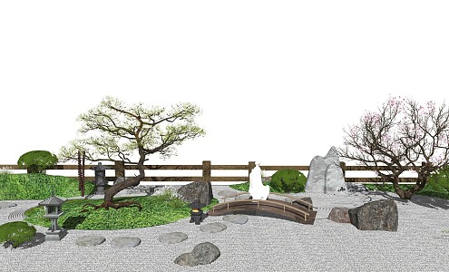 Modern landscape sketch dry landscape stone 3d model