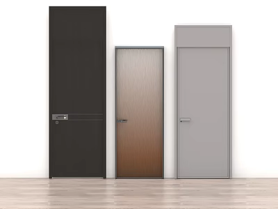 Modern Interior Doors Featuring Black Brown Wooden And Gray Colors With Simple Design 3d model