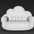 Inflatable Cloud Shaped Unusual Sofa with Light Blue and White Design 3d model