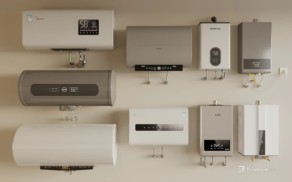 Various Modern Wall Mounted Electric Water Heaters For Home Use Applications 3d model 