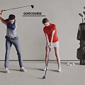 golfer golf club figure man woman golf sports equipment 3d model