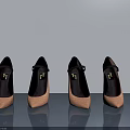 Stylish Beige High Heels With Metallic Buckle And Green Lining Design