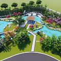 Beautiful Garden Landscape With Ponds Pavilion Green Plants Colorful Flowers And Pathways