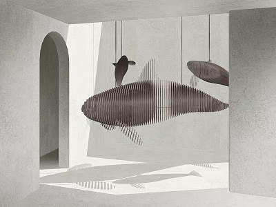 Artistic abstract whale combination hanger 3d model