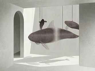 Artistic abstract whale combination hanger 3d model