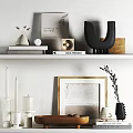Modern Decorative Ornament Combination With Vase Books Sculpture Frame And Candle On Shelf