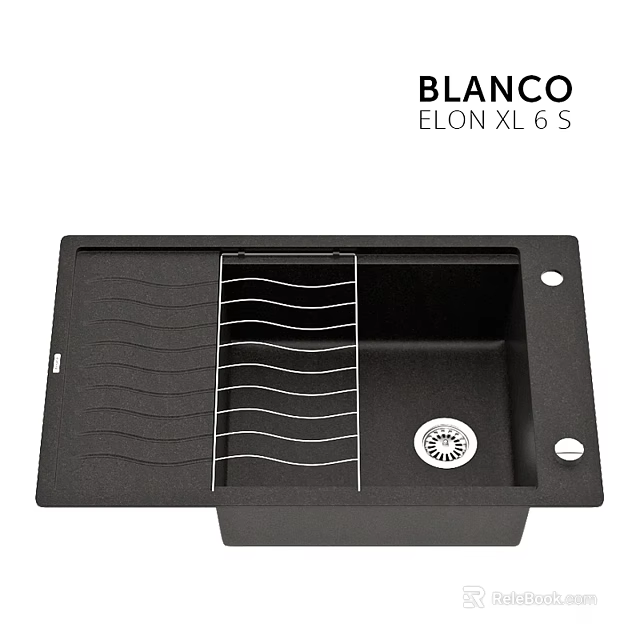 BLANCO ELON XL 6 S Black Kitchen Sink With Wire Rack And Drain 3d model 