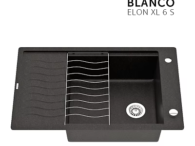 BLANCO ELON XL 6 S Black Kitchen Sink With Wire Rack And Drain 3d model