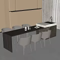 Modern Dining Table and Chair Combination Dining Chair Dining Table Chandelier 3d model