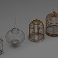 Various Decorative Birdcages With Metal Frames And Different Design Styles