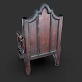 Vintage Wooden Armchair With Intricate Carvings And Pink Cushion Accent