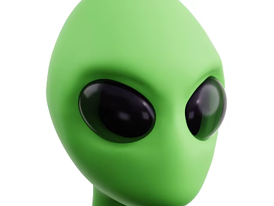 Green Alien Character With Large Black Eyes And Smooth Head Design 3d model