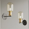 Modern Design Wall Lamps With Transparent Glass Shades Golden Bases And Black Mounting Plates